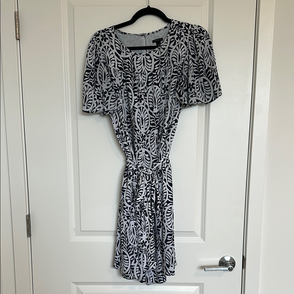 Navy and White Patterned Dress